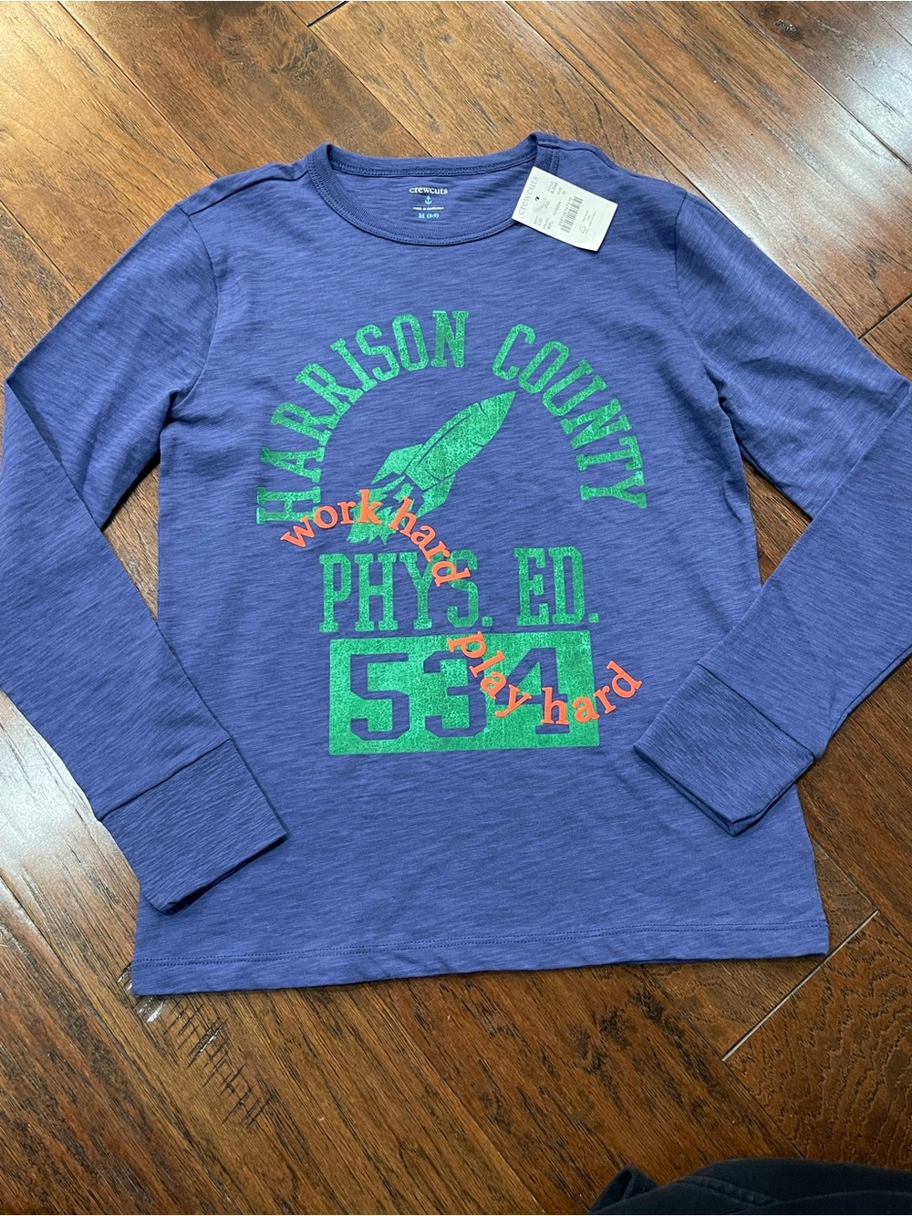 Crewcuts Navy Long-Sleeve Graphic Tee with Green and Orange Print